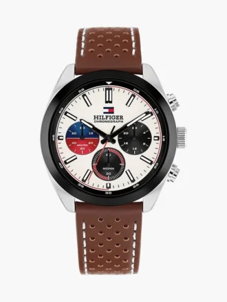 40-mm-Chronographenuhr mit Lederarmband