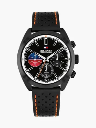 40-mm-Chronographenuhr mit Lederarmband
