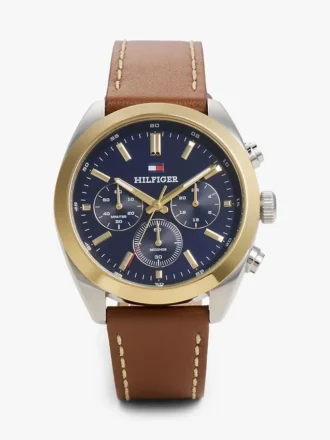 40-mm-Chronographenuhr mit Lederarmband