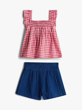 Babys-Set aus Gingham-Oberteil und Shorts