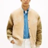 Bestickte Varsity-Jacke aus Wildleder