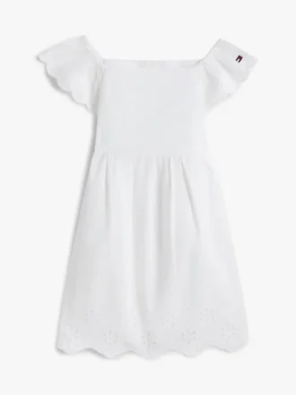 Besticktes Babys-Kleid-Set mit Lochstickerei