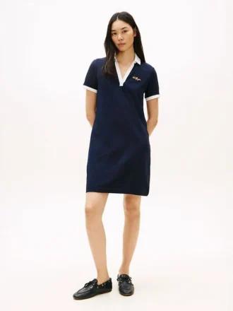 Besticktes Hilfiger Script Polo-Kleid