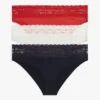 Bikini-Slip mit Spitzenbesatz, 3er-Pack
