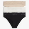 Bikini-Slip mit Spitzenbesatz, 3er-Pack