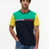 Colorblock-T-Shirt mit Flaggenstreifen-Logo Colorblock-T-Shirt mit Flaggenstreifen-Logo
