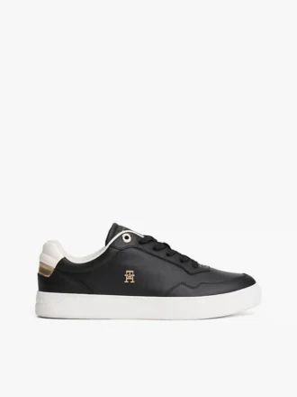Court-Sneaker aus Metallic-Leder