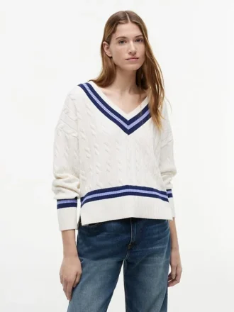Cricket-Pullover mit Zopfmuster