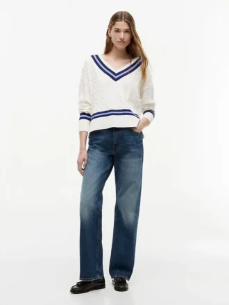 Cricket-Pullover mit Zopfmuster