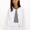 Denim-Damenjacke mit goldenen Knöpfen Denim-Damenjacke mit goldenen Knöpfen
