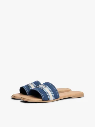 Denim-Slide-Sandale mit Web-Logo