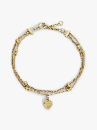 Doppellagiges Armband mit Herzanhänger