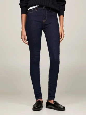Dunkel gewaschene Skinny-Fit-Jeans mit mittlerer Leibhöhe