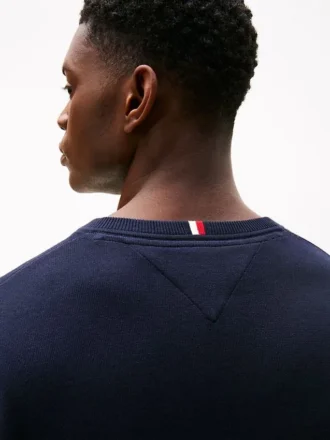 Einfarbiger Pullover mit V-Ausschnitt und Logo