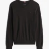 Einfarbiger Pullover mit V-Ausschnitt und Logo Einfarbiger Pullover mit V-Ausschnitt und Logo