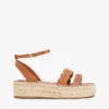 Espadrille mit gedrehten Lederriemen und Plateausohle Espadrille mit gedrehten Lederriemen und Plateausohle