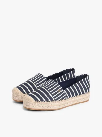 Espadrilles mit Streifenmuster und Plateausohle