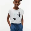 Flip-T-Shirt mit Pailletten-Blumenlogo für Kinder