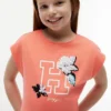 Flip-T-Shirt mit Pailletten-Blumenlogo für Kinder