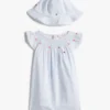 Geschenkset mit gestreiftem Kleid und Hut für Babys