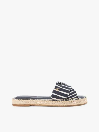 Gestreifte Espadrille-Sandale aus Canvas