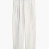 Gestreifte Hose aus Baumwoll-Leinen-Mischung mit Gürtel Gestreifte Hose aus Baumwoll-Leinen-Mischung mit Gürtel