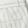 Gestreifte Hose aus Baumwoll-Leinen-Mischung mit Gürtel Gestreifte Hose aus Baumwoll-Leinen-Mischung mit Gürtel