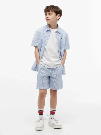 Gestreifte Seersucker-Shorts für Kinder