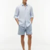 Gestreifte Shorts aus Baumwoll-Leinen-Mischung (18 cm) Gestreifte Shorts aus Baumwoll-Leinen-Mischung (18 cm)