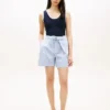 Gestreifte Shorts aus Leinenmischung mit Gürtel Gestreifte Shorts aus Leinenmischung mit Gürtel