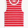 Gestreifte Strickweste mit Zopfmuster Gestreifte Strickweste mit Zopfmuster