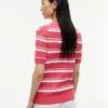 Gestreifter Polo-Pullover mit Zopfmuster Gestreifter Polo-Pullover mit Zopfmuster