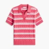 Gestreifter Polo-Pullover mit Zopfmuster Gestreifter Polo-Pullover mit Zopfmuster