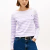 Gestreifter Pullover mit U-Boot-Ausschnitt