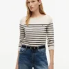 Gestreifter Pullover mit U-Boot-Ausschnitt