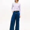 Gestreifter Pullover mit U-Boot-Ausschnitt