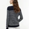 Gestreifter Pullover mit U-Boot-Ausschnitt