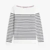 Gestreifter Pullover mit U-Boot-Ausschnitt
