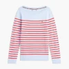 Gestreifter Pullover mit U-Boot-Ausschnitt