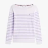 Gestreifter Pullover mit U-Boot-Ausschnitt