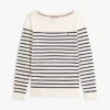 Gestreifter Pullover mit U-Boot-Ausschnitt