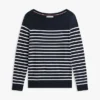 Gestreifter Pullover mit U-Boot-Ausschnitt