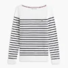 Gestreifter Pullover mit U-Boot-Ausschnitt