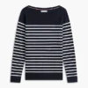Gestreifter Pullover mit U-Boot-Ausschnitt