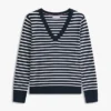 Gestreifter Pullover mit V-Ausschnitt