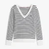 Gestreifter Pullover mit V-Ausschnitt