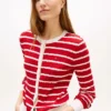 Gestreifter Strickcardigan mit Zopfmuster Gestreifter Strickcardigan mit Zopfmuster