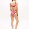 Gestreiftes Bikini-Unterteil mit hoher Taille Gestreiftes Bikini-Unterteil mit hoher Taille
