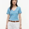 Gestreiftes „Favorite“-T-Shirt mit V-Ausschnitt Gestreiftes „Favorite“-T-Shirt mit V-Ausschnitt