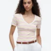 Gestreiftes „Favorite“-T-Shirt mit V-Ausschnitt Gestreiftes „Favorite“-T-Shirt mit V-Ausschnitt